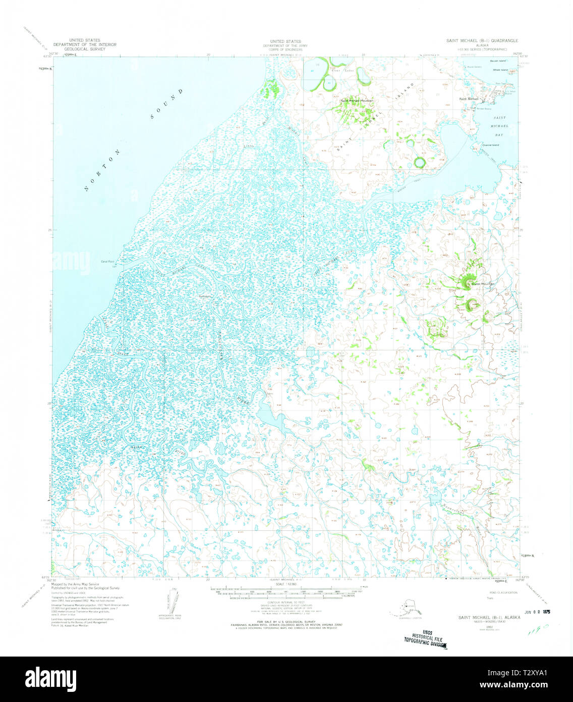 USGS TOPO Map Alaska AK Saint Michael B-1 358725 1952 63360 Restauro Foto Stock