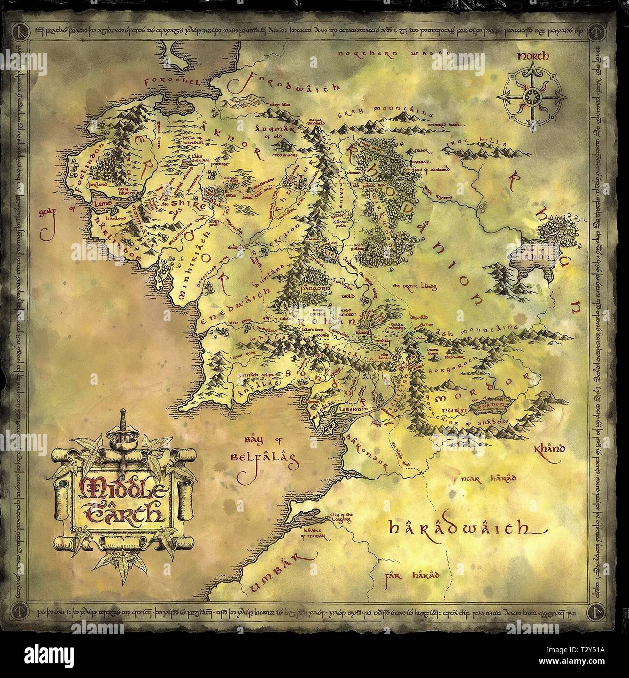 Mappa della Terra di Mezzo, Il signore degli Anelli: La compagnia dell'anello,  2001 Foto stock - Alamy