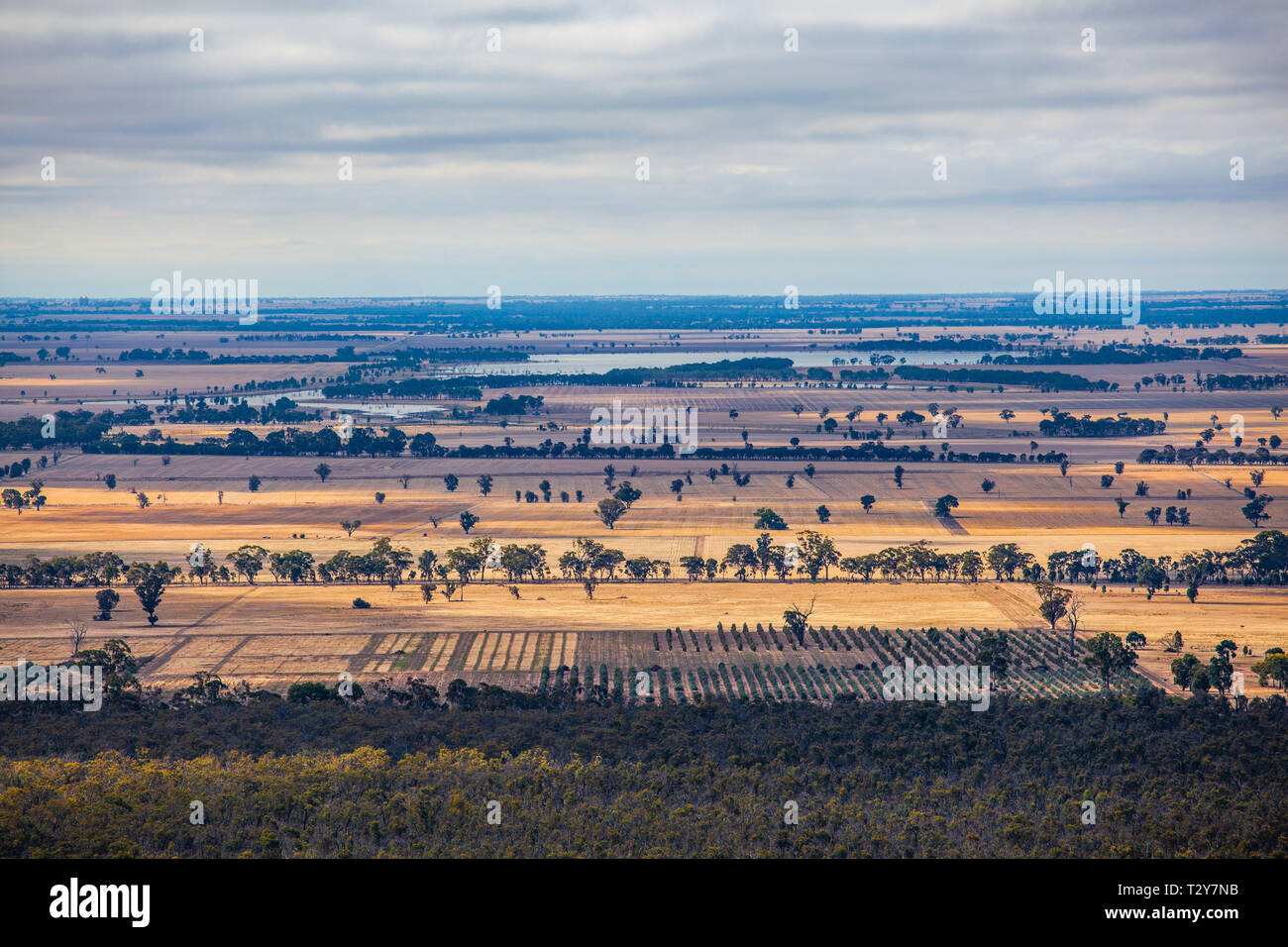 Bellissimi terreni coltivati nella campagna australiana. Parco Nazionale di Grampians, Victoria, Australia Foto Stock