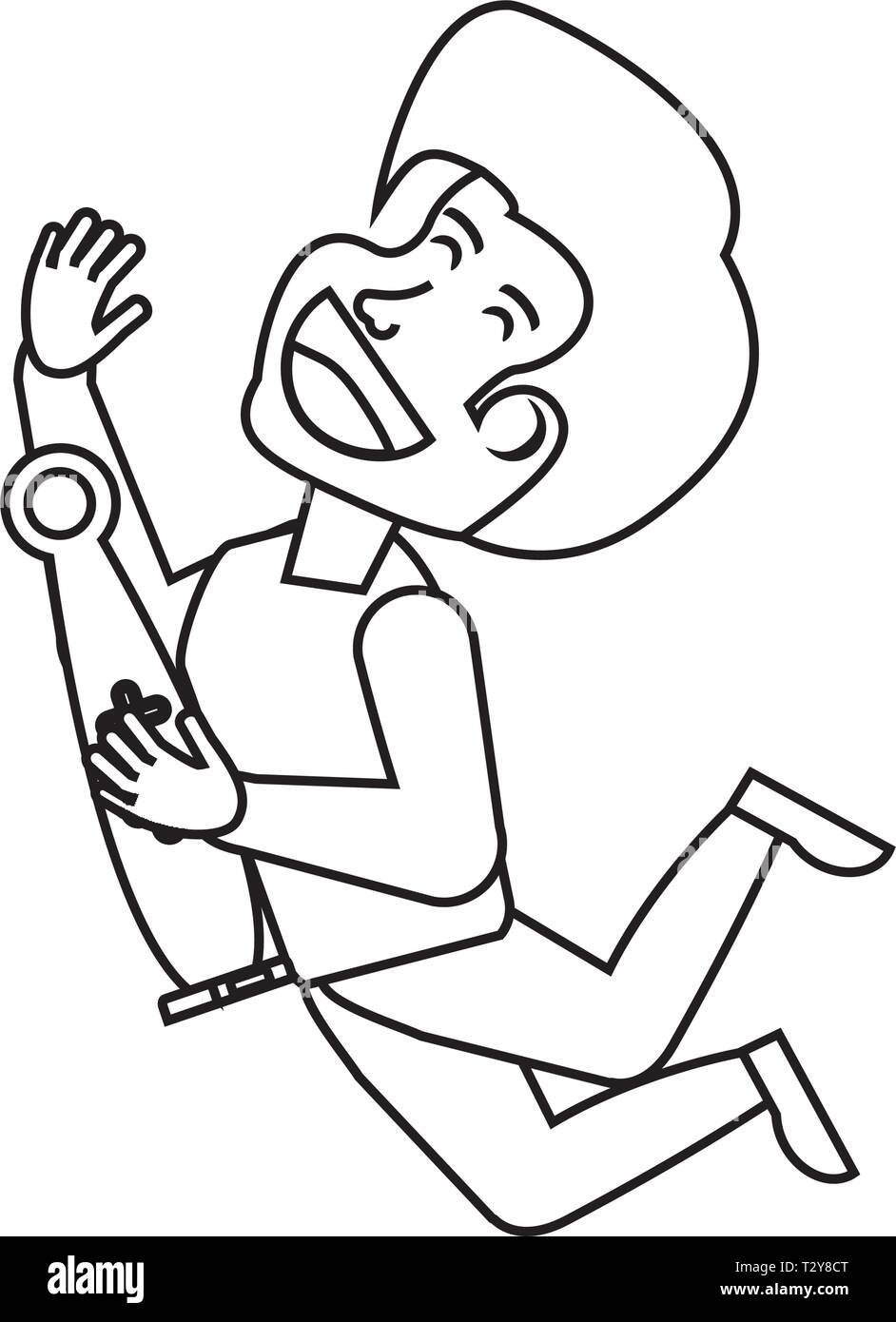 Ragazzo giocando con il joystick per il video gioco illustrazione vettoriale design Illustrazione Vettoriale