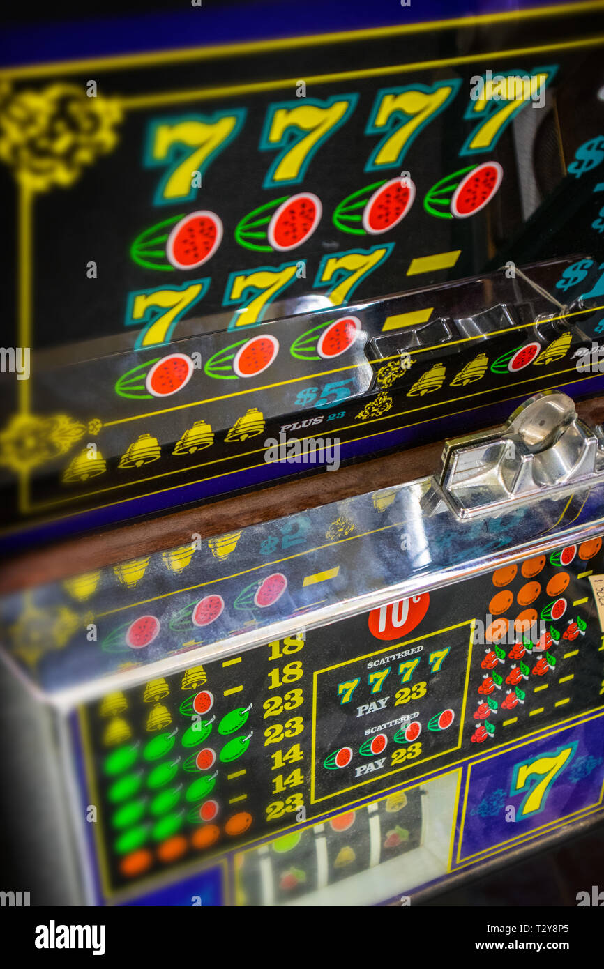 Vintage poker machine, dettaglio. Foto Stock