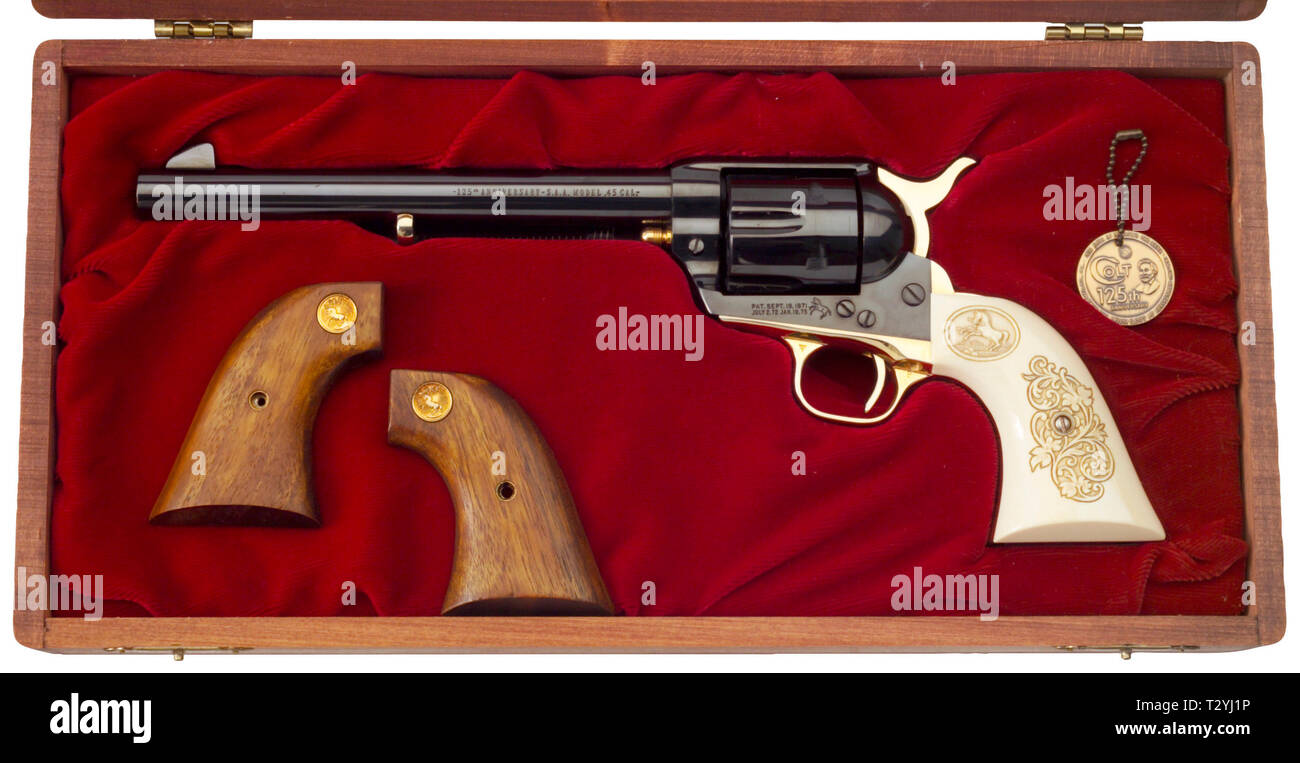 Armi di piccolo calibro, revolver Colt centoventicinquesimo anniversario unico esercito di azione 1873, pacificatore, calibro .45, Additional-Rights-Clearance-Info-Not-Available Foto Stock