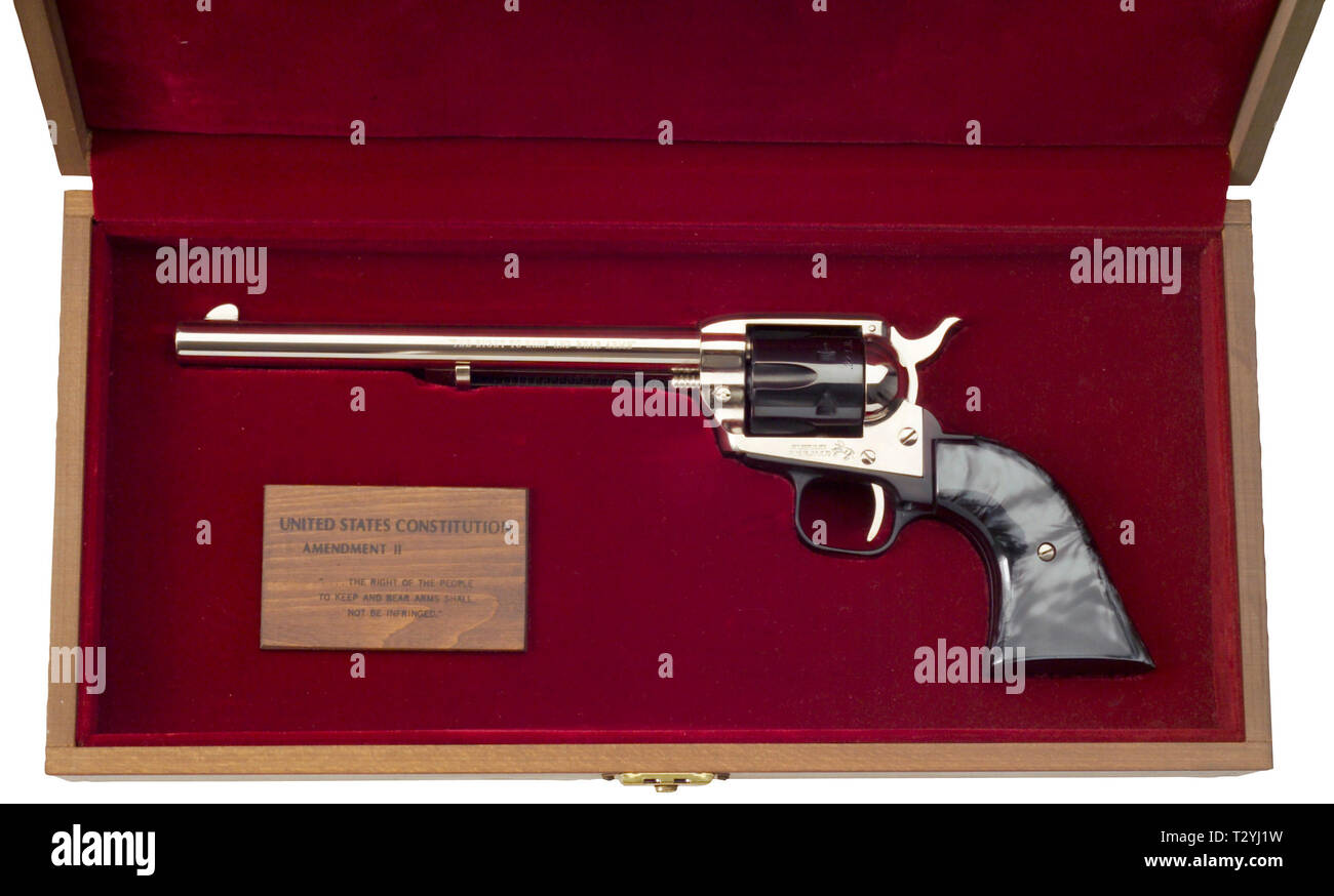 Armi di piccolo calibro, revolver Colt unico esercito di azione 1873, Buntline special, commemorativi seconf Amendmet, 1977, calibro .45, Additional-Rights-Clearance-Info-Not-Available Foto Stock
