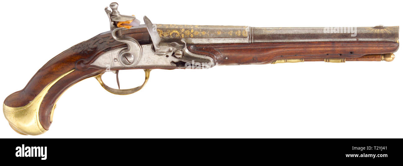 Piccole armi, pistole, flintlock pistola calibro 15 mm, Francia, circa 1720, Additional-Rights-Clearance-Info-Not-Available Foto Stock