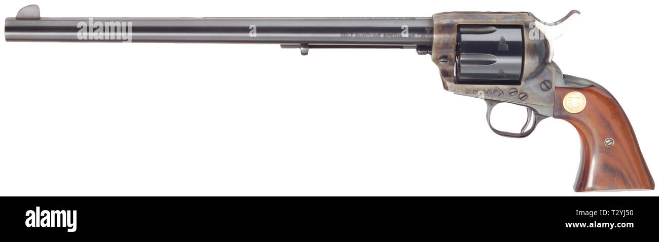 Armi di piccolo calibro, revolver Colt unica azione Army Model 1873 pacificatore, Cal. .45, Buntline speciale, Additional-Rights-Clearance-Info-Not-Available Foto Stock