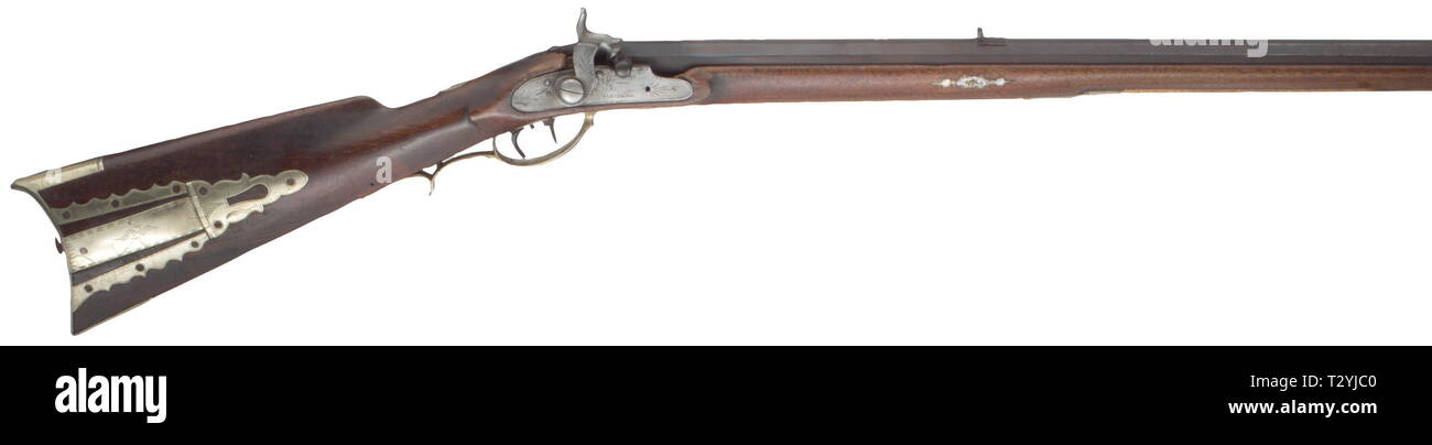 Civile bracci lunghi, flintlock e caplock, fucile caplock, USA, circa 1830/40, Additional-Rights-Clearance-Info-Not-Available Foto Stock