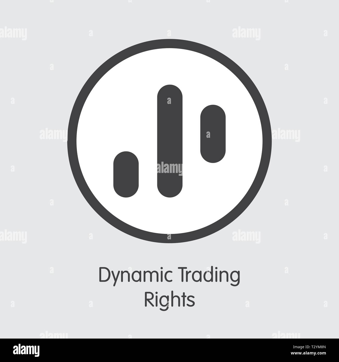 Il segnale DTR - Dinamica dei diritti commerciali - la moneta e la relativa icona. Illustrazione Vettoriale