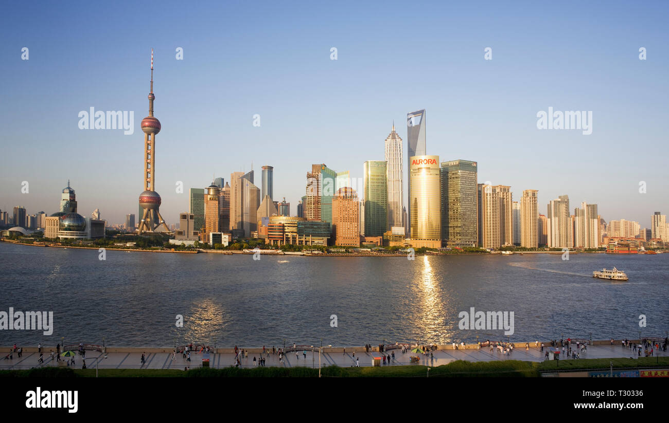 Alta vista sullo skyline di Pudong Foto Stock