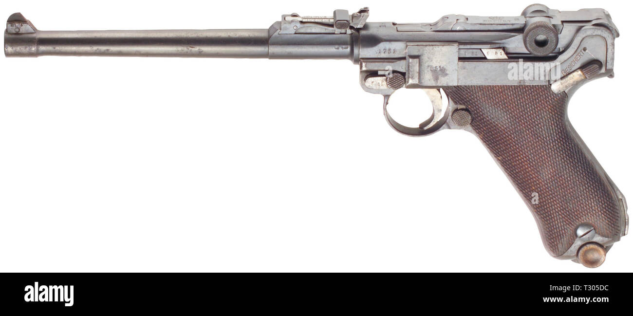 Piccole armi, pistole, Luger pistola 08, Parabellum calibro 9 mm, Erfurt, 1914, 1918, Additional-Rights-Clearance-Info-Not-Available Foto Stock
