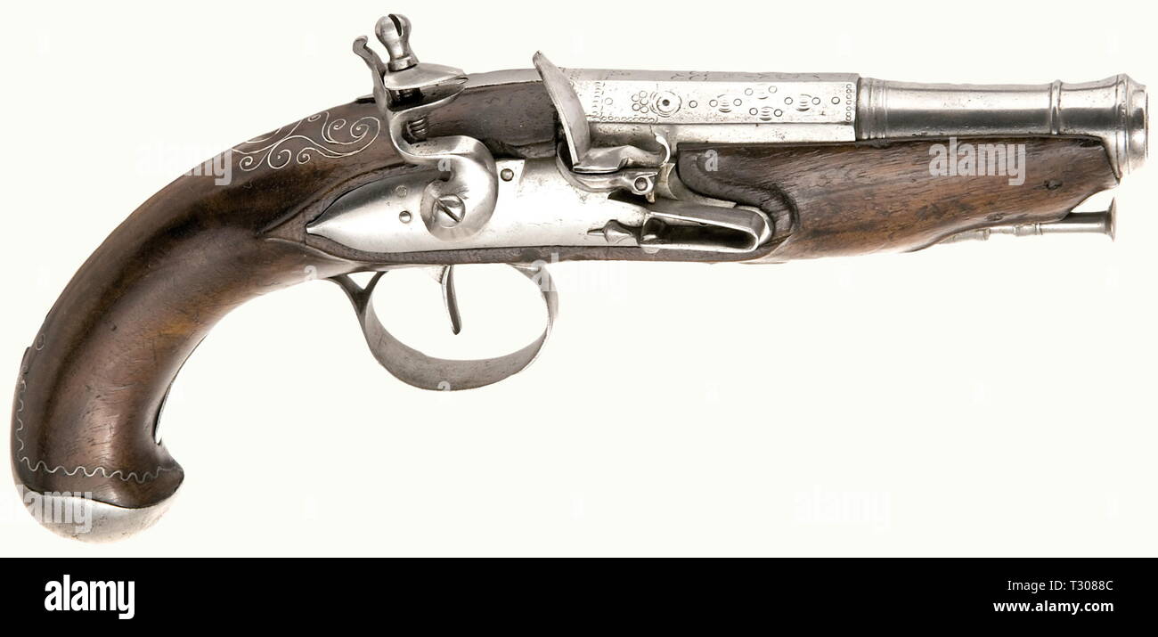 Piccole armi, pistole, flintlock pistola calibro 12 mm, Francia, circa 1780, Additional-Rights-Clearance-Info-Not-Available Foto Stock