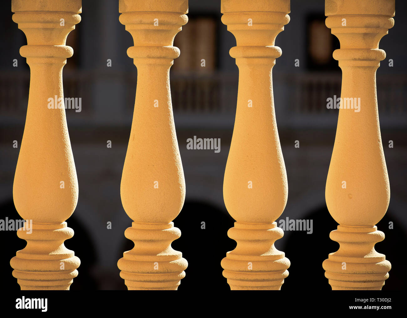 Vecchia balaustra in pietra Foto Stock