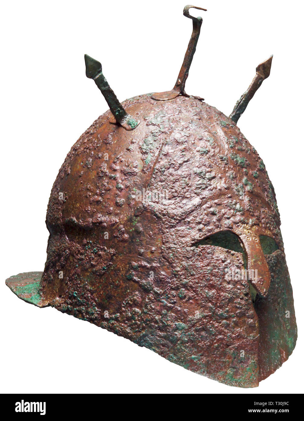 Giubbotti antiproiettile, caschi, Apulian-Corinthian casco, bronzo del V secolo A.C. Additional-Rights-Clearance-Info-Not-Available Foto Stock