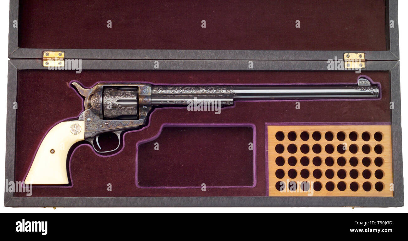Armi di piccolo calibro, revolver Colt unica azione Army Model 1873 pacificatore, Cal. .45, Buntline speciale, Editorial-Use-solo Foto Stock
