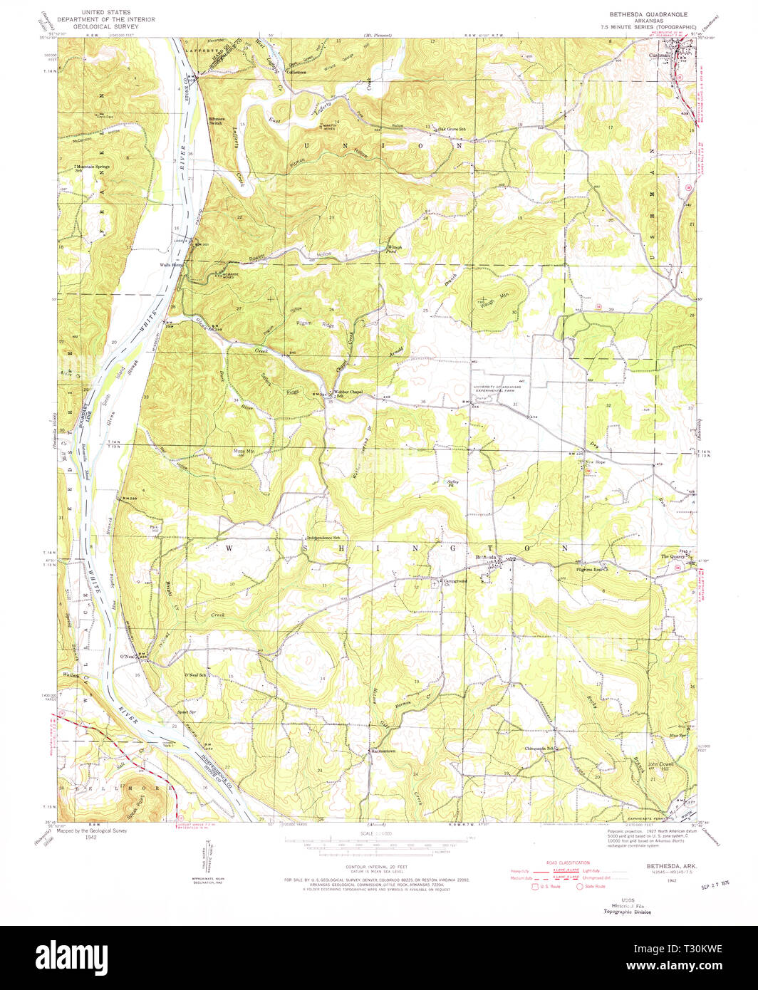 USGS TOPO Map Arkansas AR Bethesda 257987 1942 24000 Restauro Foto Stock