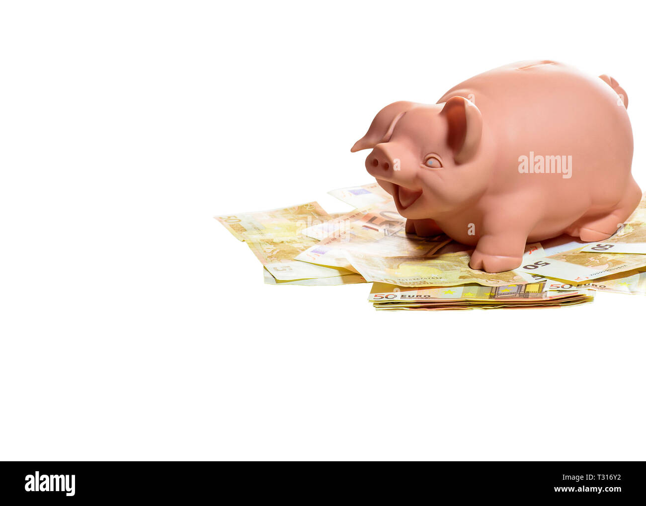 Salvadanaio con banconote Foto Stock