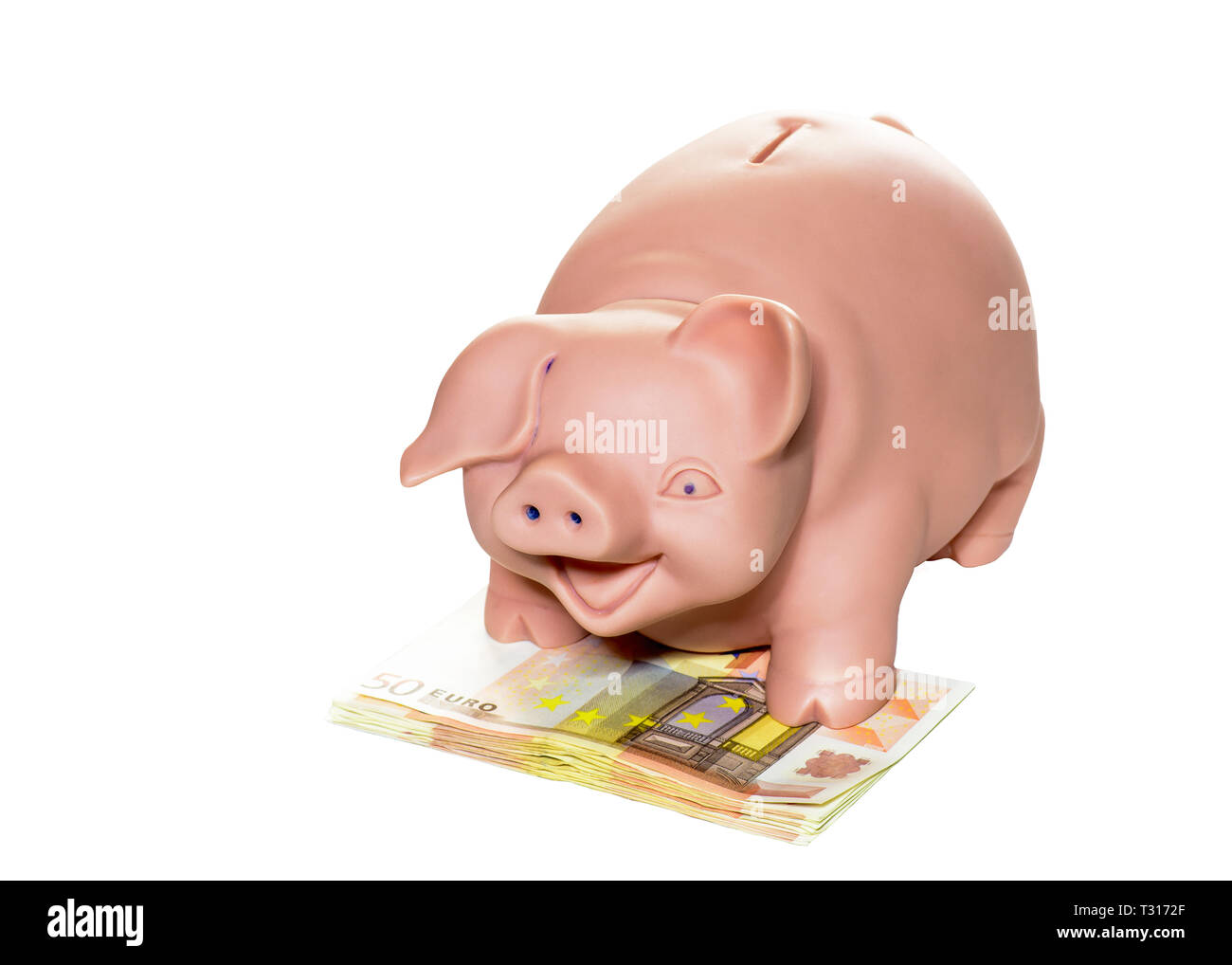 Salvadanaio con banconote Foto Stock