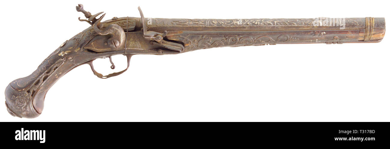 Piccole armi, pistole, flintlock pistola calibro 15 mm, Balkan-Turkish, secolo XIX, Additional-Rights-Clearance-Info-Not-Available Foto Stock