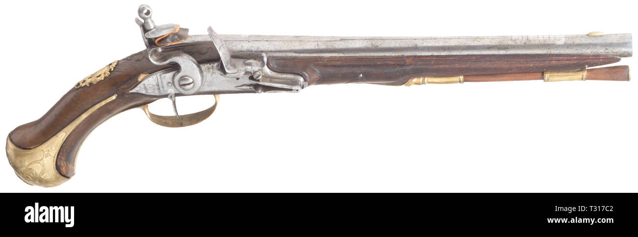 Piccole armi, pistole, flintlock pistola calibro 16 mm, Francia, circa 1720, Additional-Rights-Clearance-Info-Not-Available Foto Stock