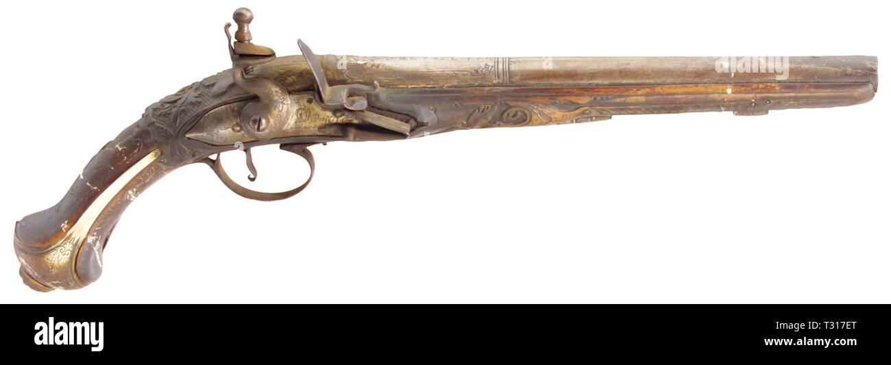 Piccole armi, pistole, flintlock pistola calibro 14 mm, Balkan-Turkish, secolo XIX, Additional-Rights-Clearance-Info-Not-Available Foto Stock