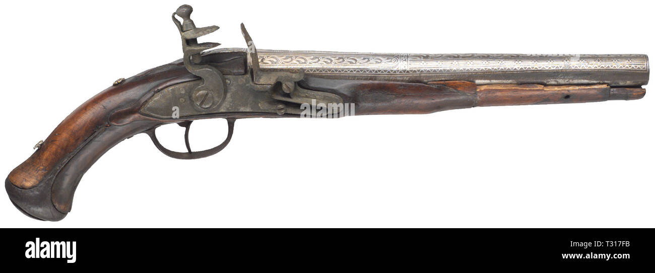 Piccole armi, pistole, flintlock pistola calibro 18 mm, ottomani, XVIII secolo, Additional-Rights-Clearance-Info-Not-Available Foto Stock