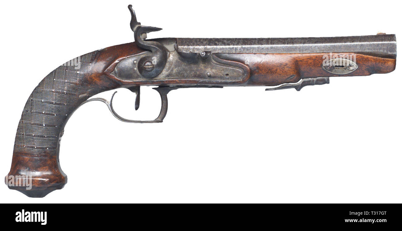 Piccole armi, pistole, flintlock pistola calibro, 14,5 mm di Liegi, Belgio, circa 1810, Additional-Rights-Clearance-Info-Not-Available Foto Stock