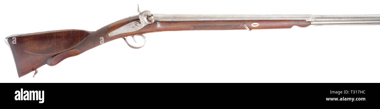 Civile bracci lunghi, flintlock e caplock, caplock fucile, il sud della Francia o Spagna, circa 1850 Additional-Rights-Clearance-Info-Not-Available Foto Stock