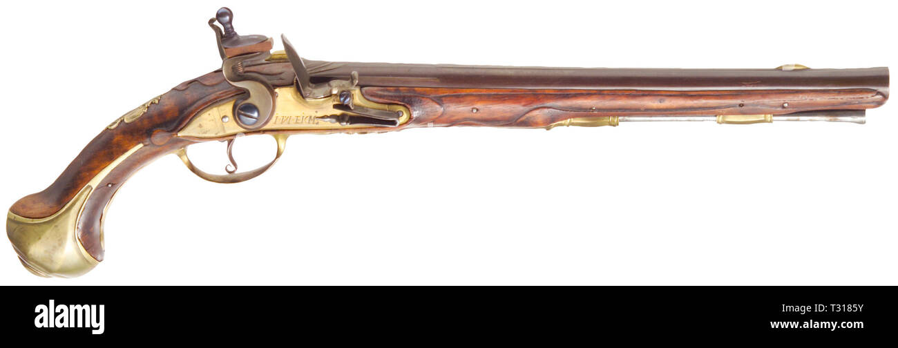 Piccole armi, pistole, flintlock pistol, Tedesco, XVIII secolo, Additional-Rights-Clearance-Info-Not-Available Foto Stock