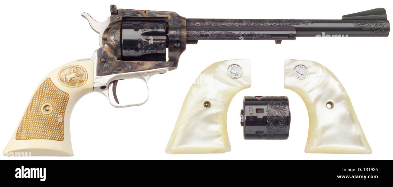 Armi di piccolo calibro, revolver Colt nuova frontiera Buntline, calibro .22, Editorial-Use-solo Foto Stock