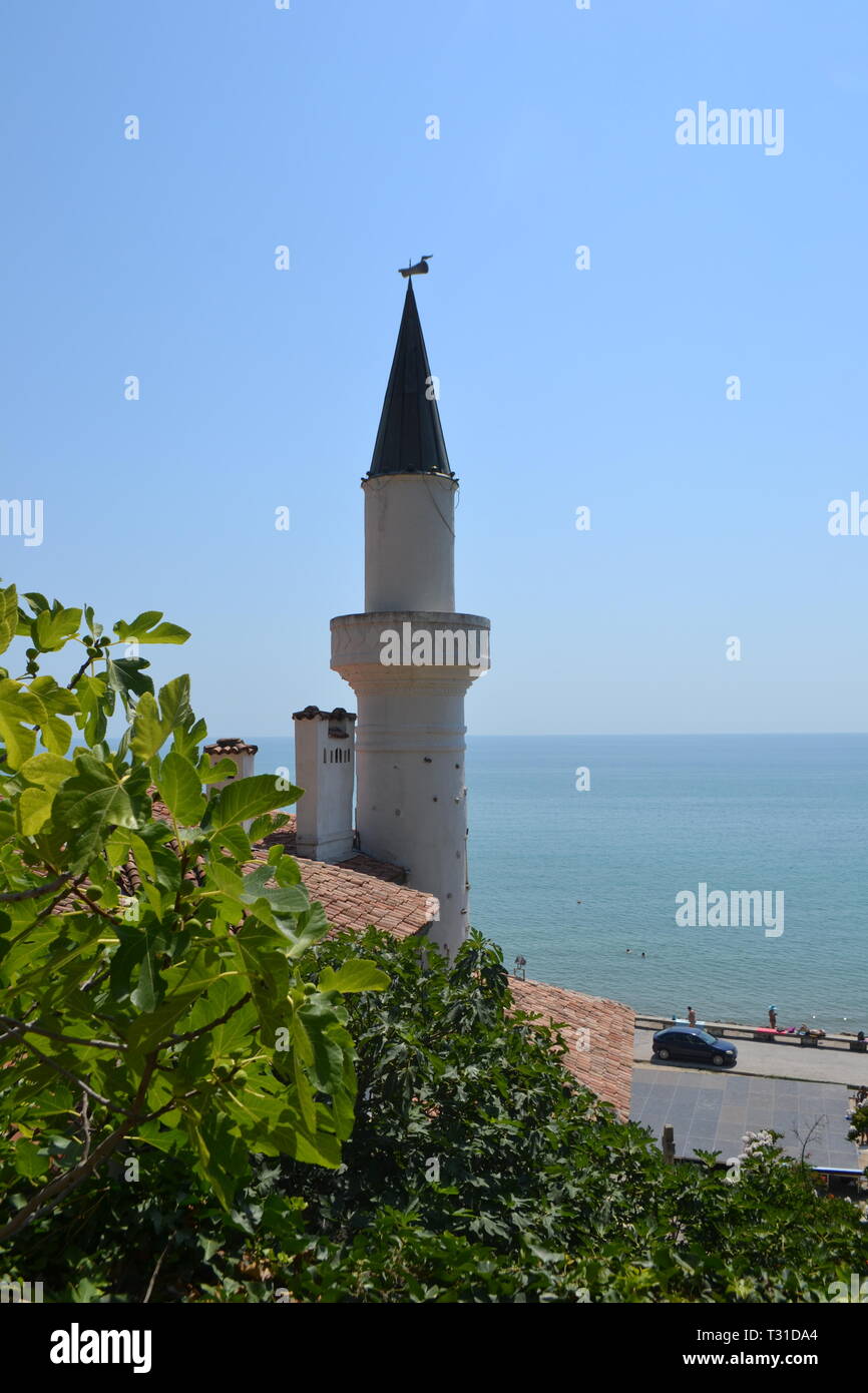 Estate Palazzo della Regina Marie & Giardini Botanici, Balchik Bulgaria, completato nel 1926 da re Ferdinando di Romania per sua moglie inglese Regina Marie Foto Stock