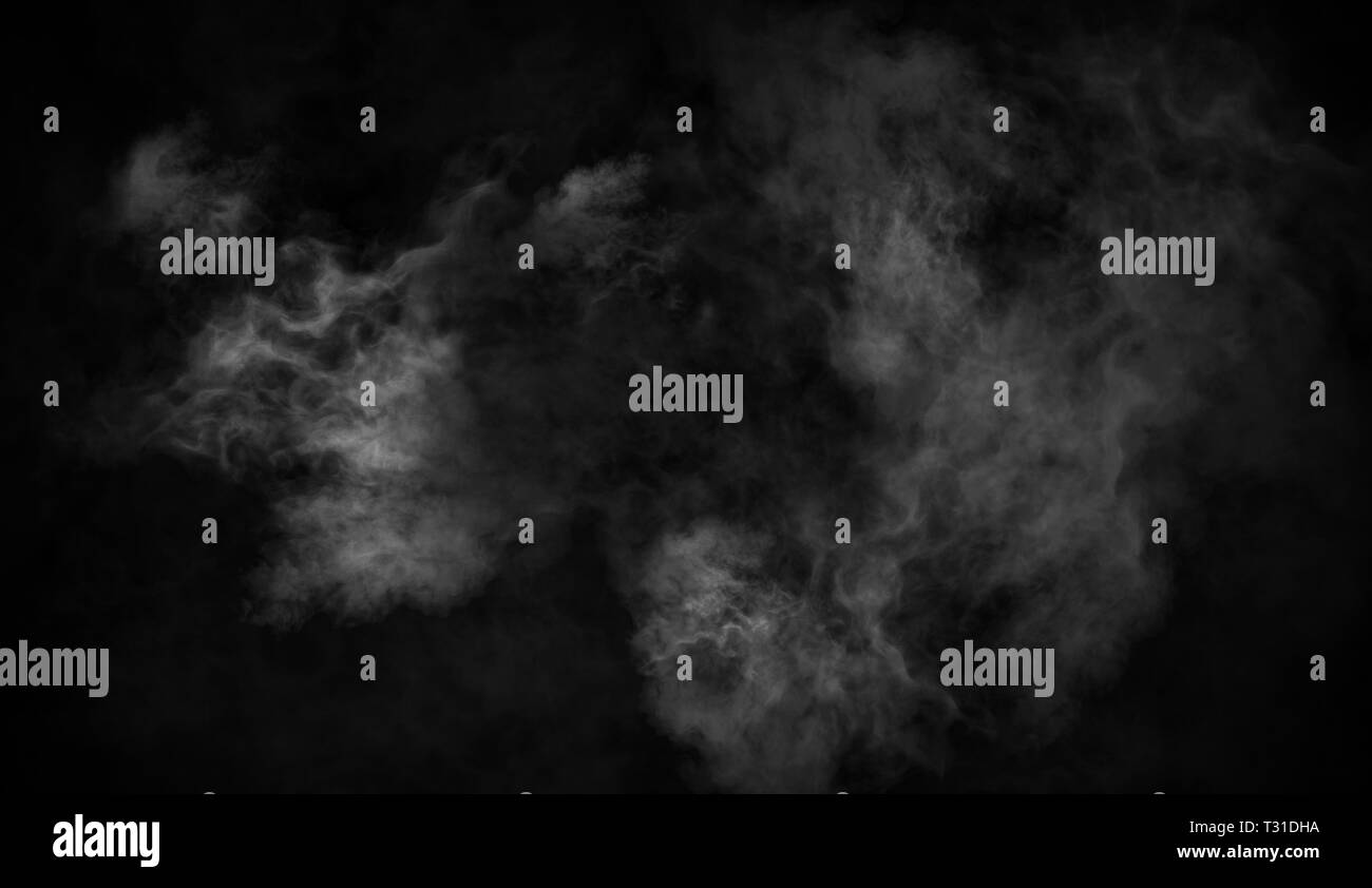 Abstract il vapore di fumo si muove su uno sfondo nero . Il concetto di aromaterapia Foto Stock