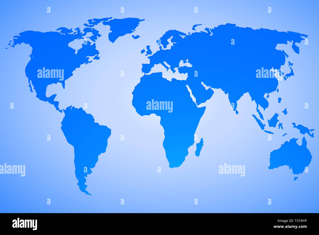 Mappa del mondo design vettoriali su blu gradiente dello sfondo. Mappa utilizzata per tracciare http://www.lib.utexas.edu/maps/world maps/world pol02.jpg il loro stato di copyright Foto Stock
