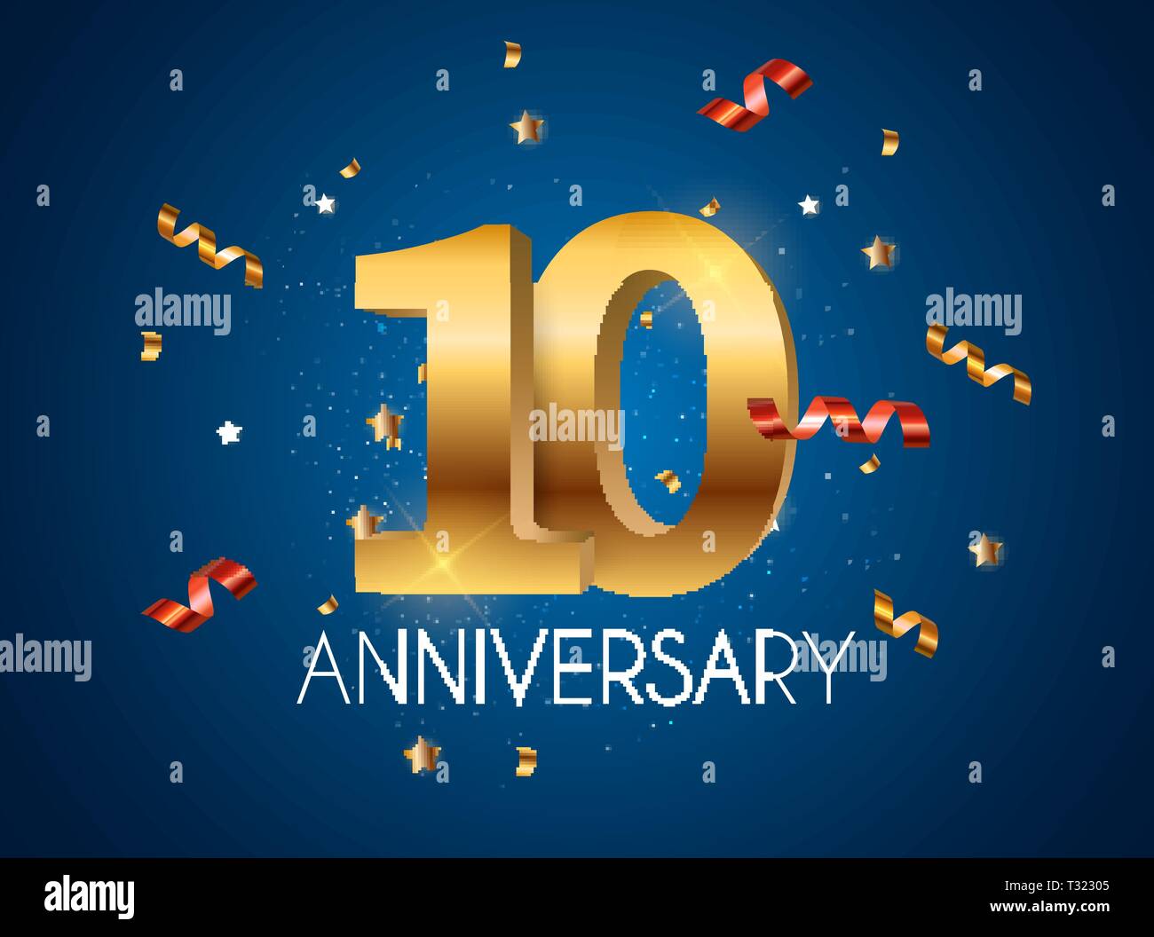 Il logo del modello 10 anni di anniversario illustrazione vettoriale EPS10 Illustrazione Vettoriale