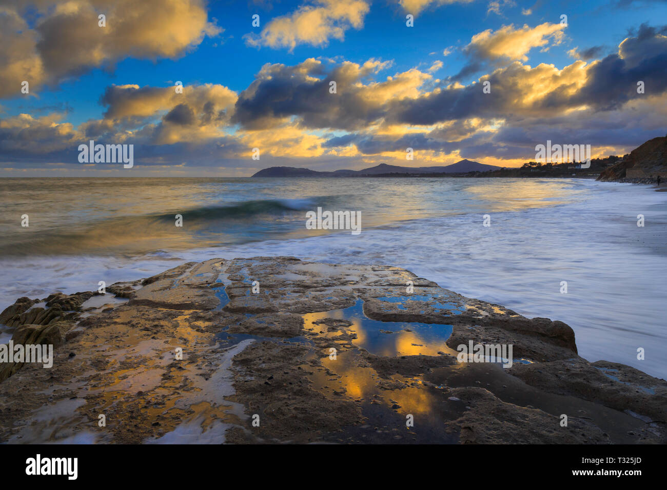 Whiterock Beach e Killiney Bay, County Dublin, Irlanda Foto Stock