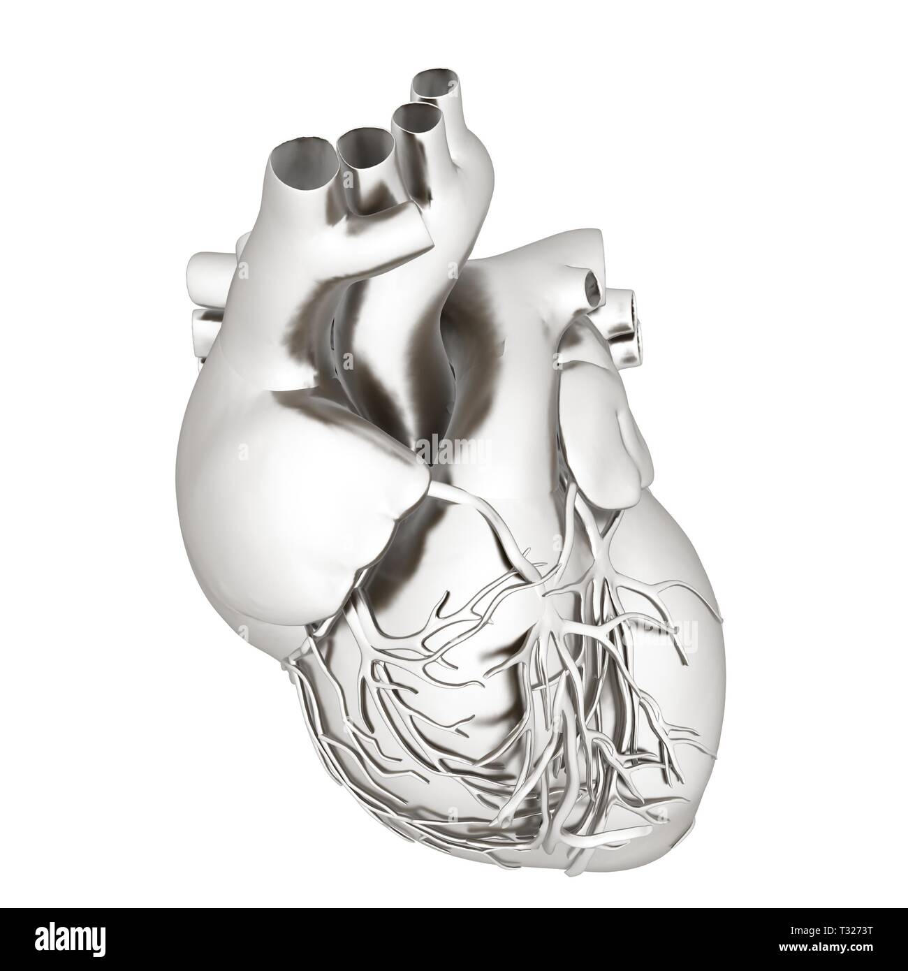 Metall cuore. 3D render Foto Stock