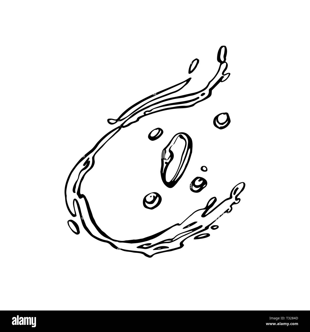 Un ramo di olive mature è succosa versata con olio. Mercato degli Agricoltori menu design. Alimenti biologici poster. Mano Vintage bozzetto illustrazione. Grap lineare Foto Stock