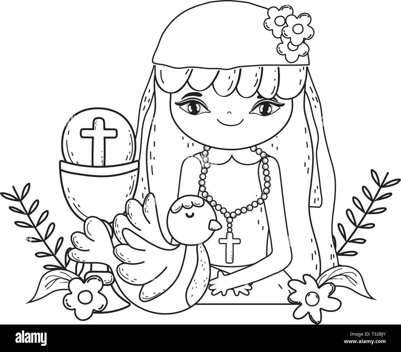 comunione vettoriale femmina disegno bambina prima comunione