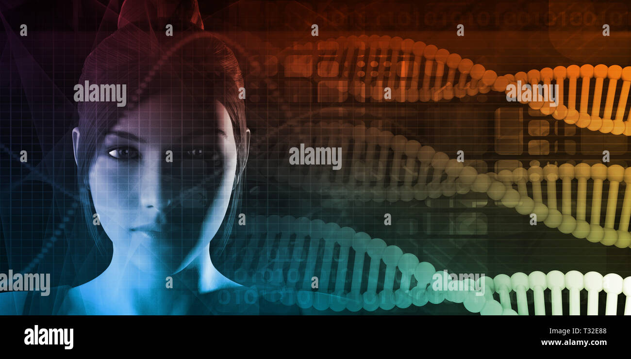 Scienza avveniristica sfondo con i dati di sequenza di DNA Foto Stock