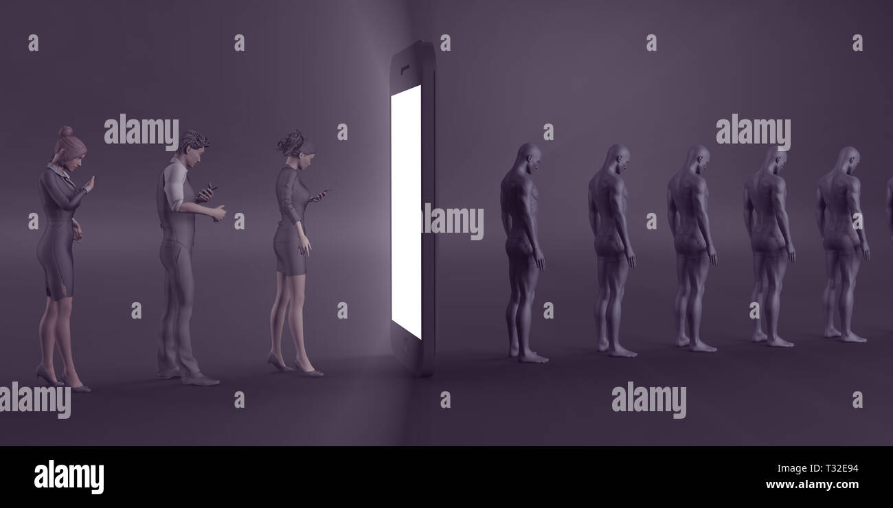 Telefono cellulare la dipendenza e la salute mentale dei rischi Foto Stock