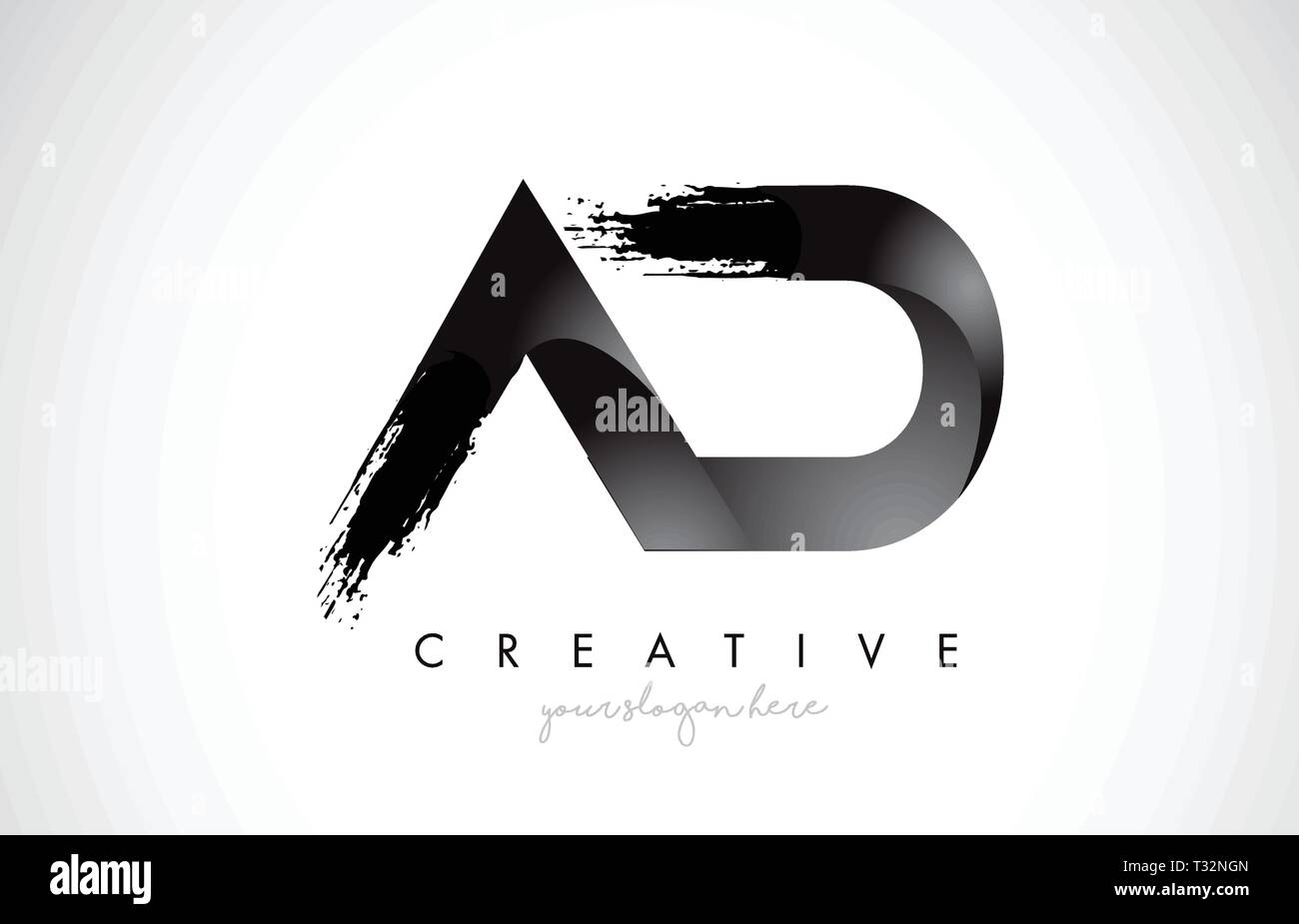 Lettera di annuncio Design con pennello e moderno aspetto 3D illustrazione vettoriale. Illustrazione Vettoriale