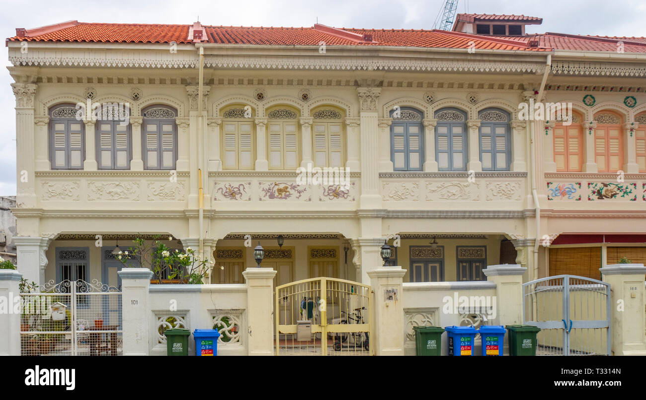 Tradizionale terrazza Peranakan case di Joo Chiat Singapore Foto Stock
