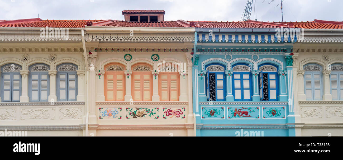 Tradizionale terrazza Peranakan case di Joo Chiat Singapore Foto Stock