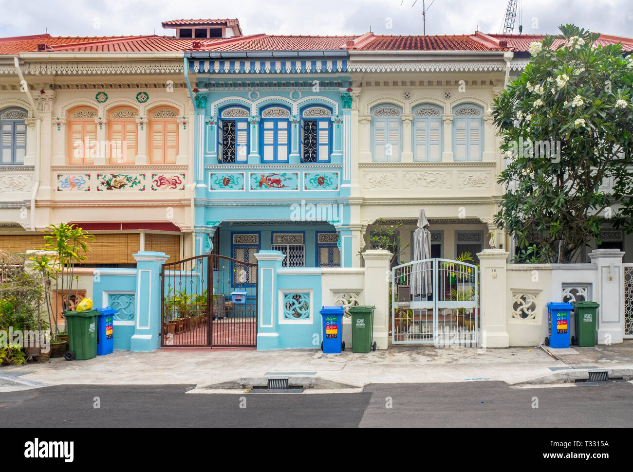 Tradizionale terrazza Peranakan case di Joo Chiat Singapore Foto Stock