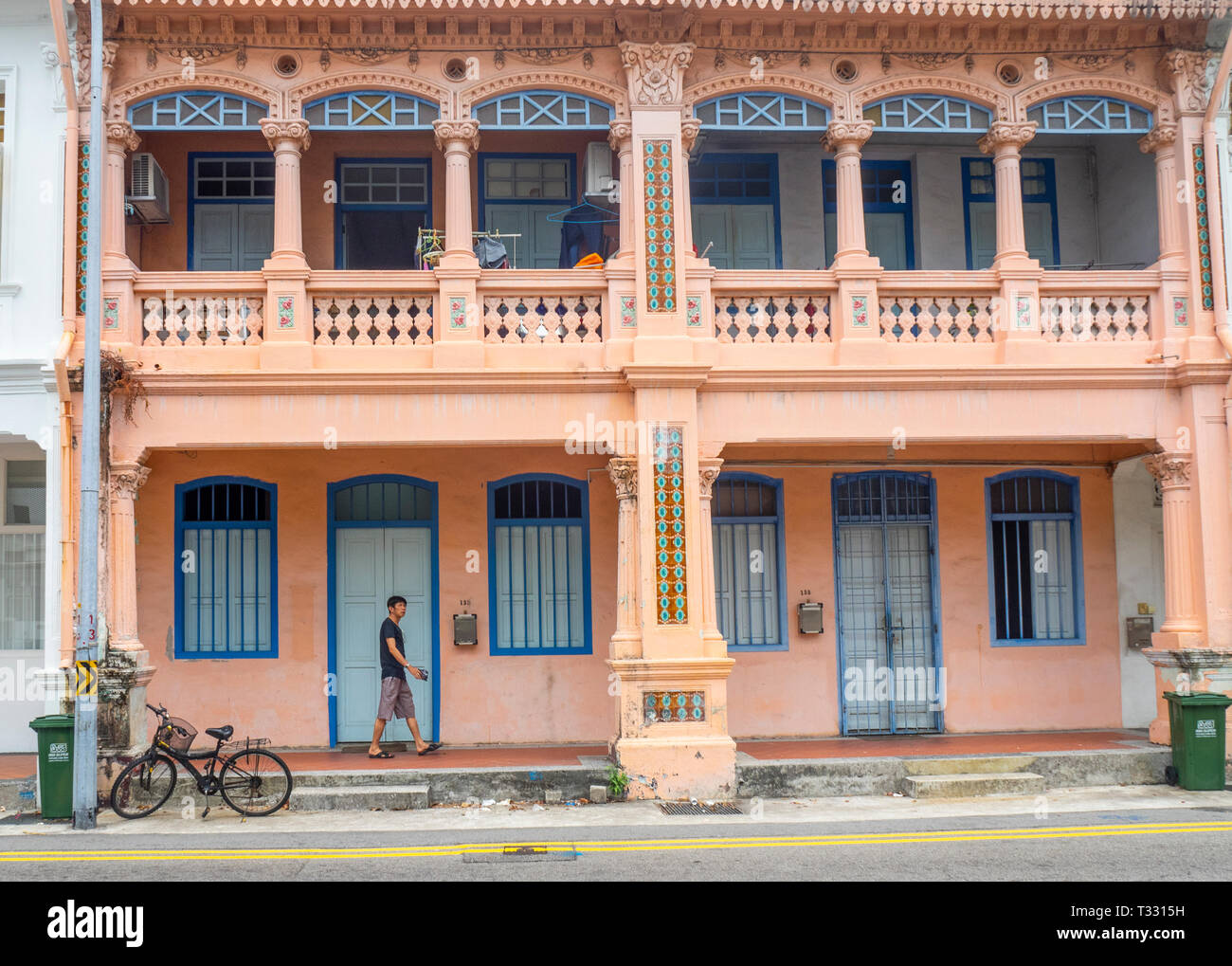 Tradizionale terrazza Peranakan case di Joo Chiat Singapore Foto Stock