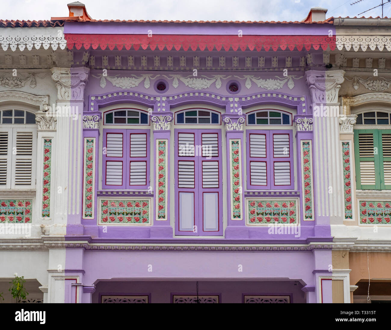 Tradizionale terrazza Peranakan case di Joo Chiat Singapore Foto Stock