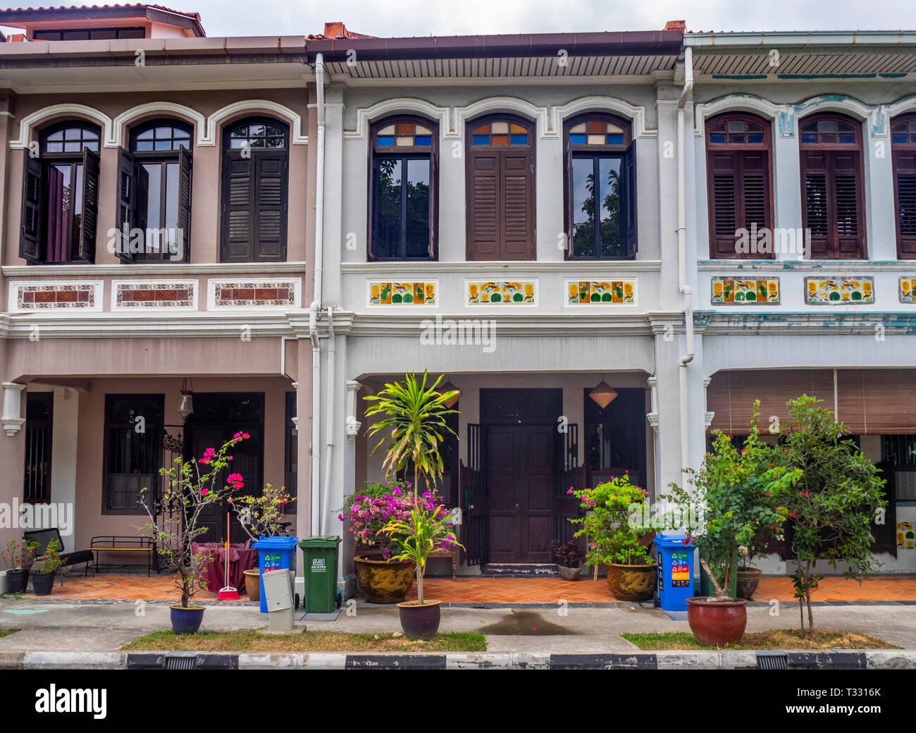 Tradizionale terrazza Peranakan case di Joo Chiat Singapore Foto Stock