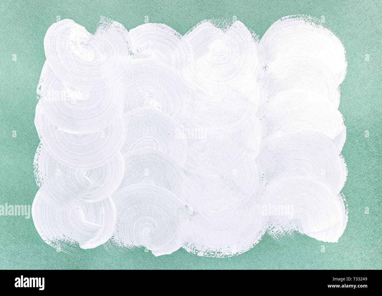 White dipinte a mano con texture pennello sul libro verde sullo sfondo Foto Stock
