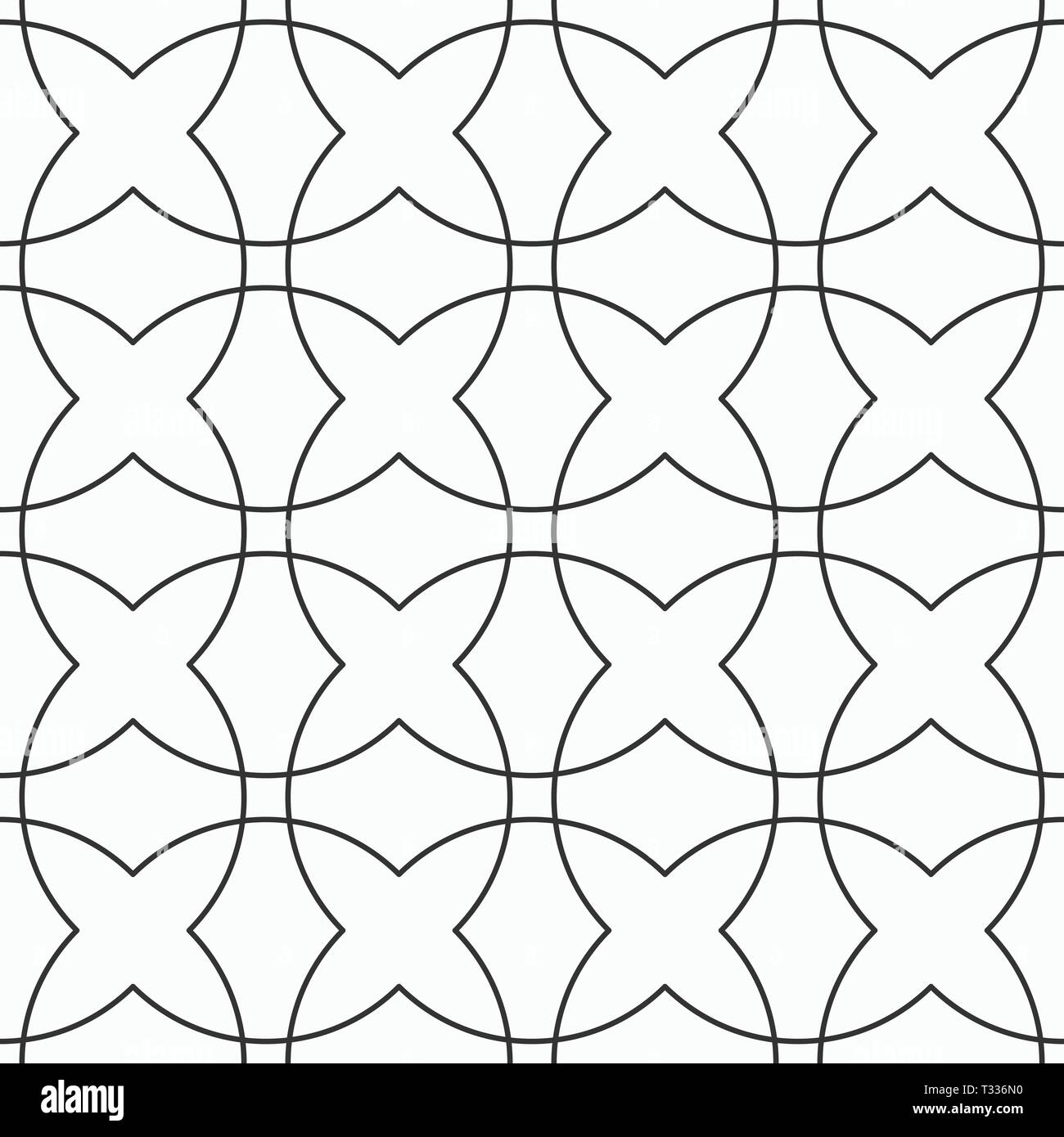 Abstract pattern senza giunture di intersezione linee curve. Lo stile lineare. Reticolo geometrico pattern. Vettore semplice sfondo monocromo. Illustrazione Vettoriale