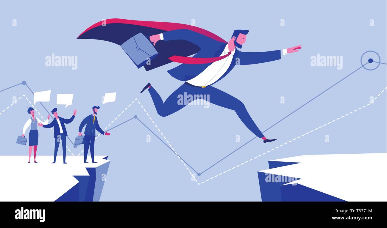 Imprenditore Leader in tuta Jump per obiettivo di successo Illustrazione Vettoriale