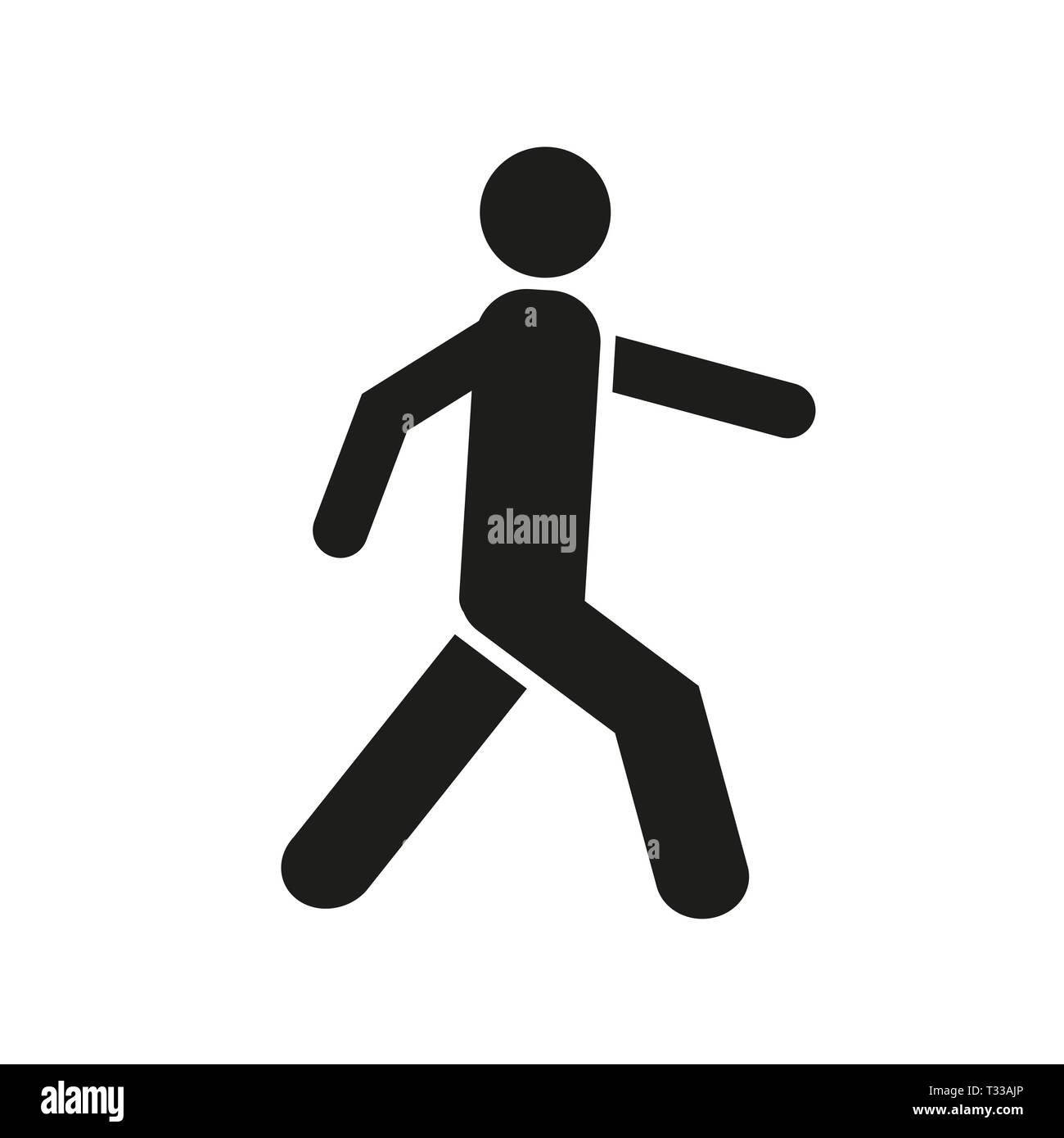 L'uomo cammina icona . Uomo a piedi icona vettore. La gente a piedi segno. illustrazione vettore pedonale simbolo segno su sfondo bianco eps10 Illustrazione Vettoriale