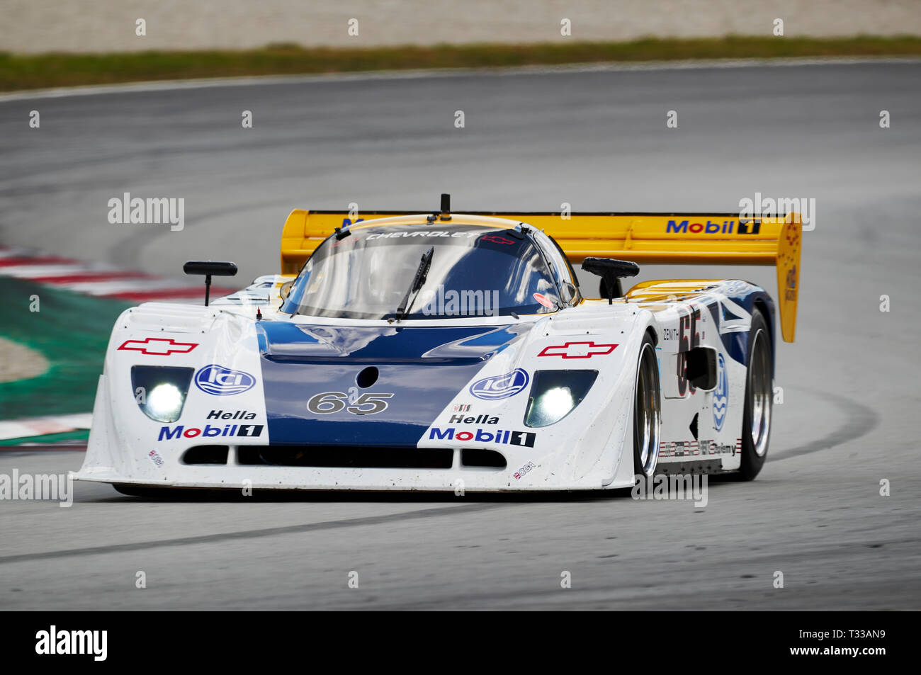 Barcellona, Spagna. 6 Aprile, 2019. Mike Wrigley (GBR) guida Spice SE89C 1989 durante l'Espiritu de Montjuic presso il Circuito di Catalunya. Credito: Foto Stock